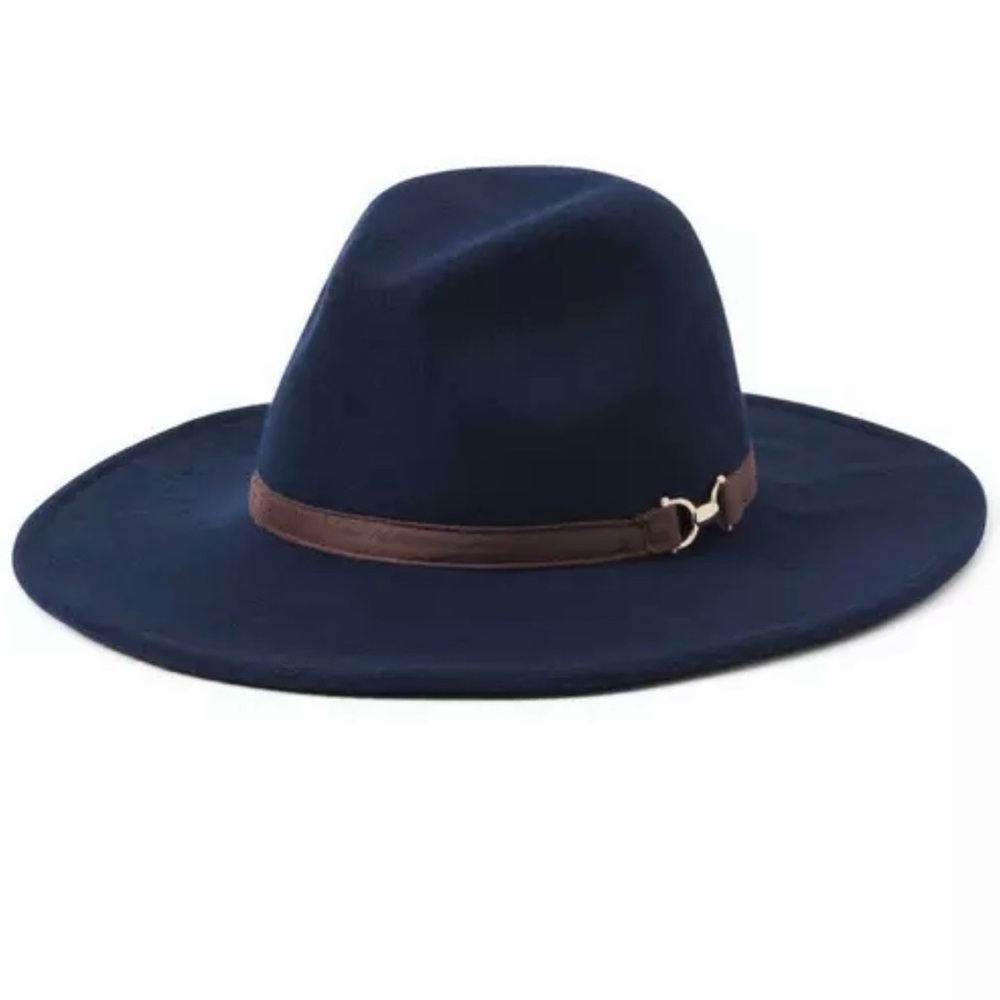Janie & Jack Wide Brim Hat Girl’s Size 2T-3 Navy Blue Felt Faux Suede Ribbon